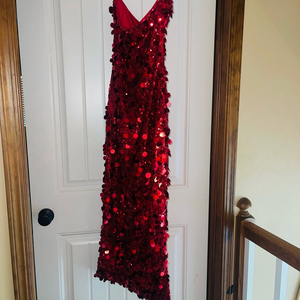 Red Sequin Evening Gown